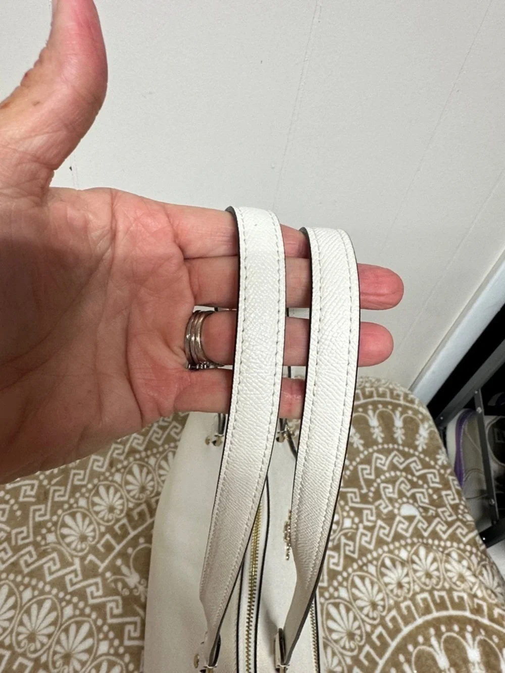 Coach Gallery  Cream Leather Tote with Front Zip and Gold Hardware with Dustbag